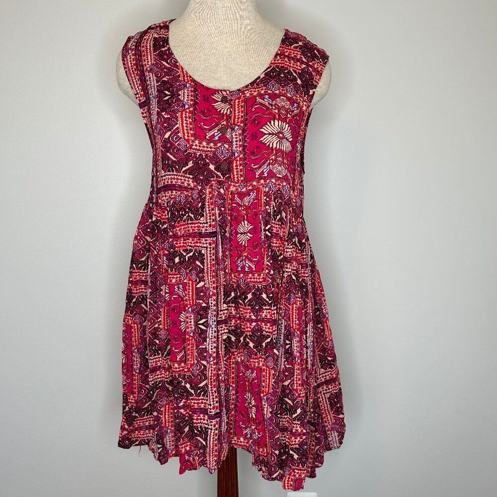 Free People Take Me Back to Thailand Women's Baby Doll Pink Dress Size Small
